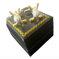 Golf Clubs and Ball Cufflinks 24k Gold and Silver in Gift Box